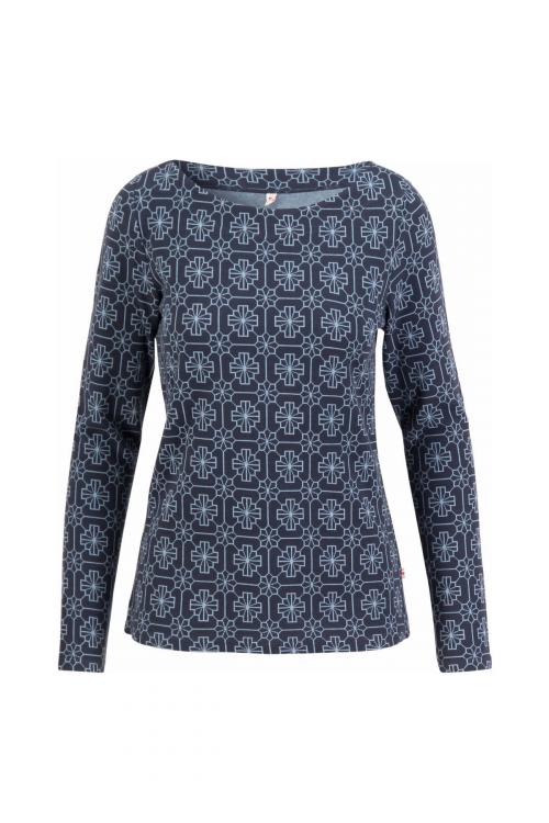 Blutsgeschwister Langarm- Shirt Hüpfeherz in Color blue mosaic flower, Gr.S