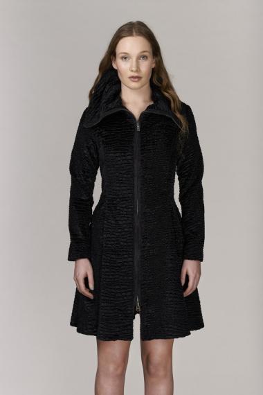 Unreal Fur URF8600235-BLA - Up-Town Coat Black Astrakhan