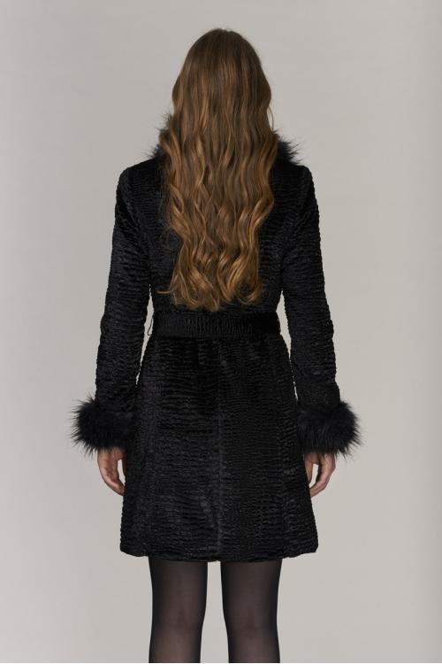 Unreal Fur URF8600445-BLA - Rhapsody Coat Black Astrakhan