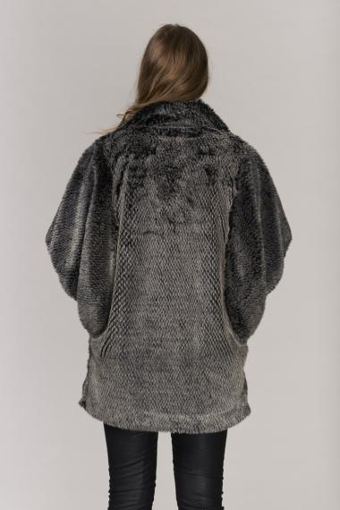 Unreal Fur URF8600535-GRY - Fur and Square Cape Grey